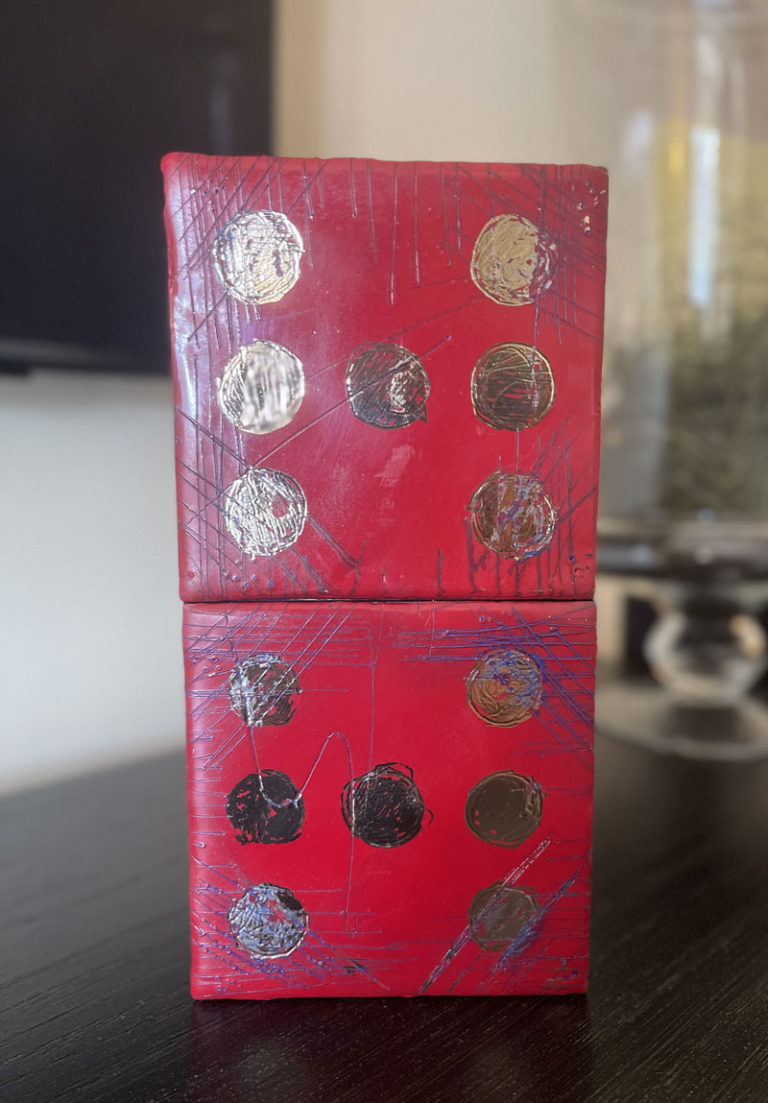 Paradise Box Cars - Red - Encaustic Mixed Media